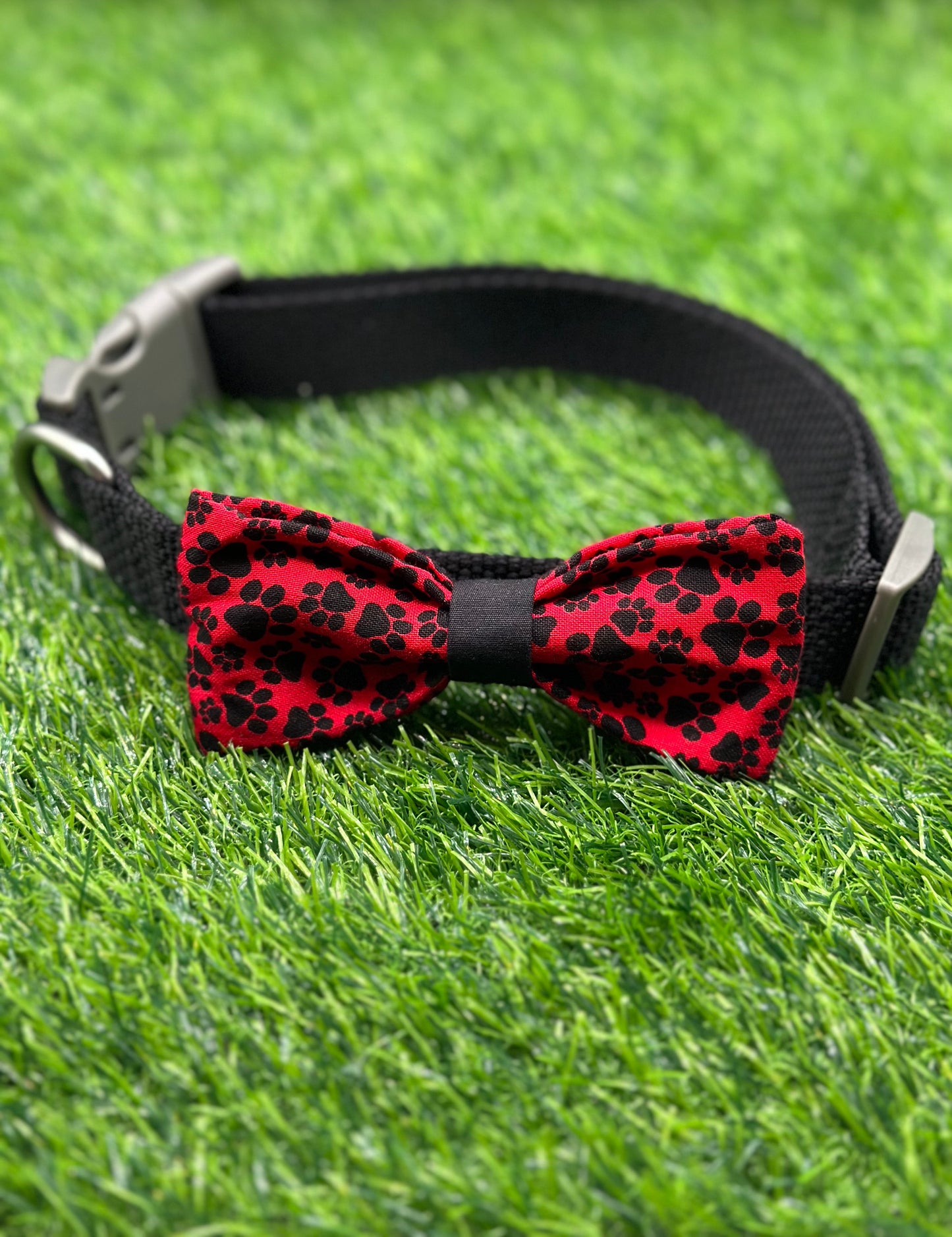 Black and Red Paw Print Bowtie